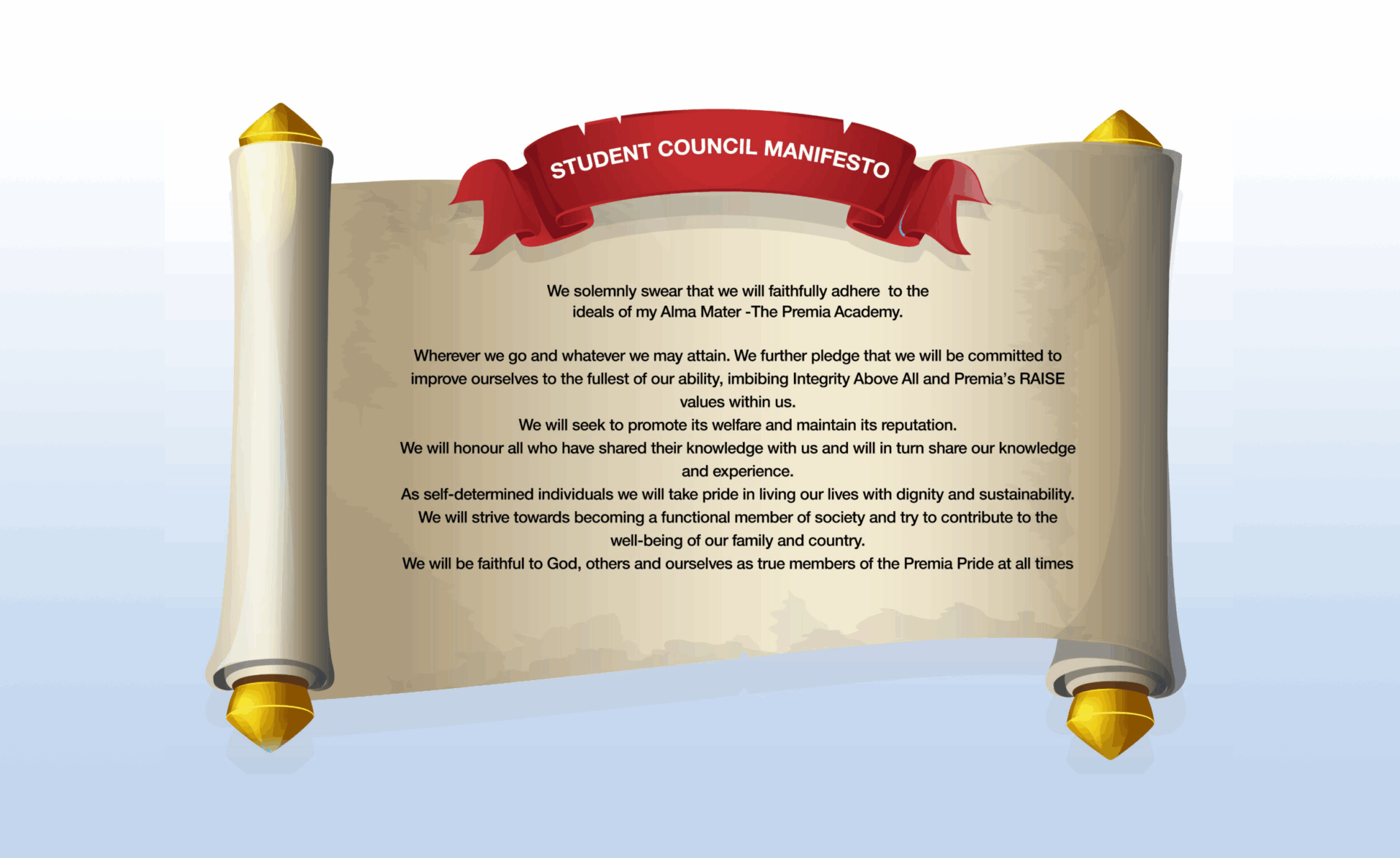 Student Council at The Premia Academy, Hyderabad.