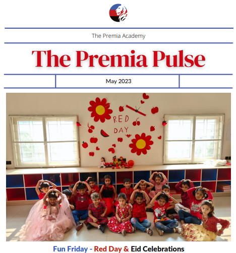 The Premia Academy, Hyderabad, primary students celebrating 'Red Day'