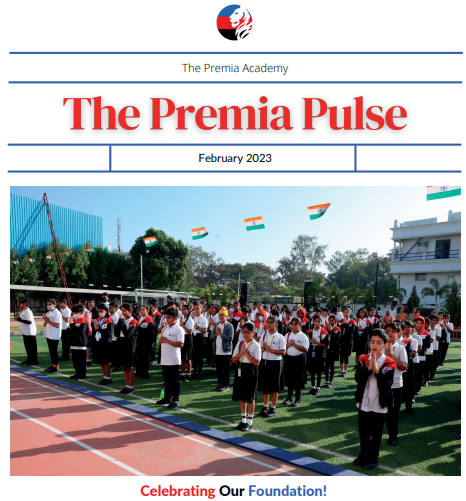 students standing in formation with folded hands for a Foundation Day assembly