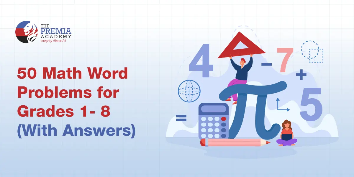 50 Math Word Problems for Grades 1-8 with Answers