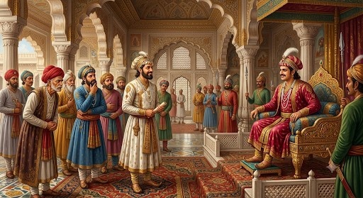 Akbar and Birbal solving a problem with wisdom and intelligence