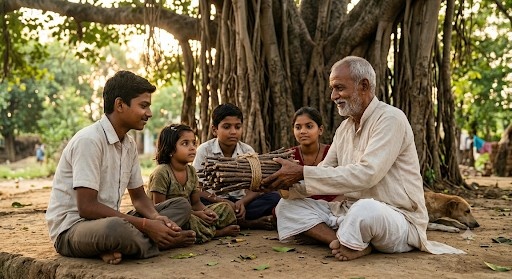 Bundle of sticks teaching children the power of teamwork