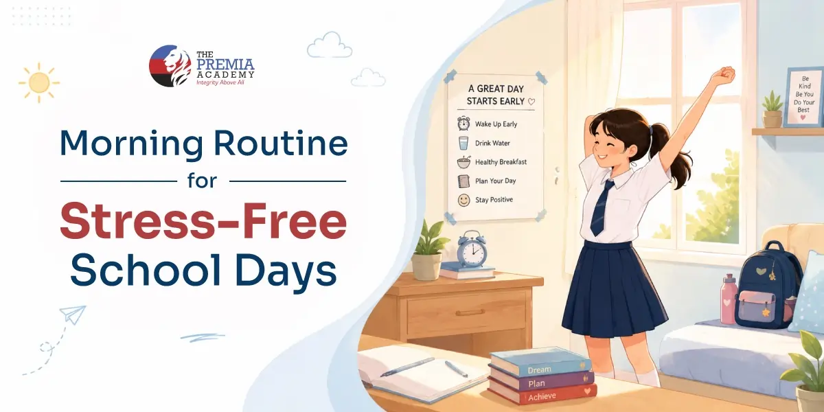 Child following a morning routine checklist before leaving for school