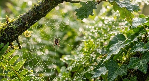 Spider rebuilding its web to teach persistence and resilience